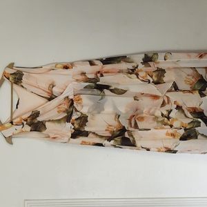 Sangria Floral Ruffle Chiffon Maxi Dress sz 18W